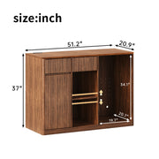Fluted Bar Cabinet with Fridge Space
