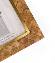 Herringbone Wood Brass-Inlay Picture Frame