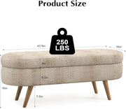 Oval Upholstered Storage Bench – ottoman (view 2) | Roost & Roam