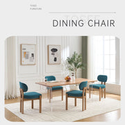 Bouclé Upholstered Wood Dining Chairs Set of 2