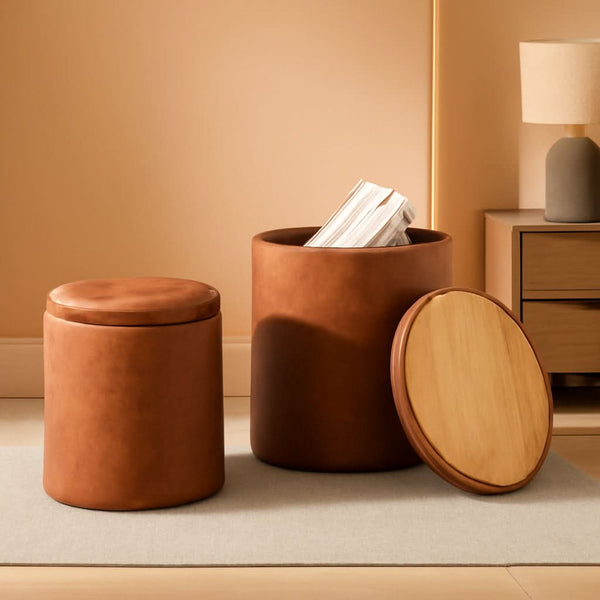 Tufted Faux Leather Storage Ottoman – ottoman | Roost & Roam