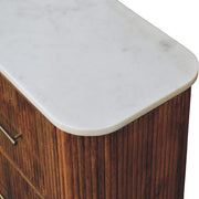 Fluted Mango Wood Marble-Top Nightstand