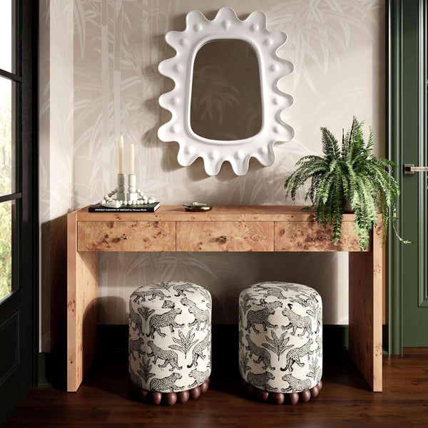 Leopard Jacquard Round Ottoman (view 2) | Roost & Roam