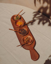 Walnut-Grain Condiment Serving Tray Set