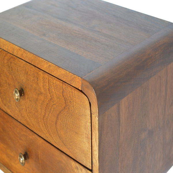 Curved Chestnut Wall-Mounted Nightstand