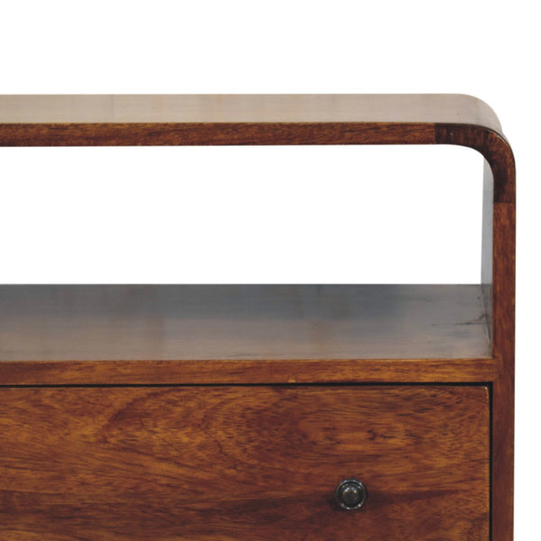 Curved Mango Wood Two-Drawer Nightstand
