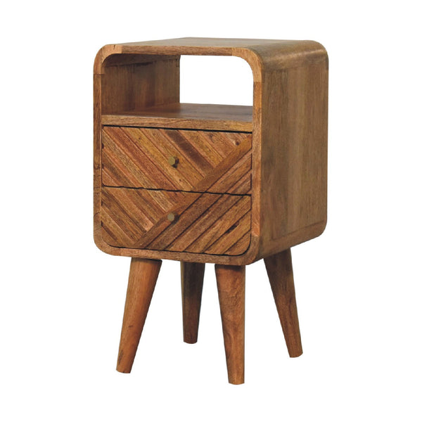 Carved Mango Wood Curved Nightstand
