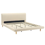 Cream Upholstered Platform Bed Frame Cal-King