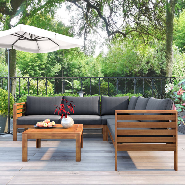 Acacia Wood Sectional Outdoor Sofa Set