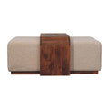 Boucle Upholstered Bench Duo with Wood Table