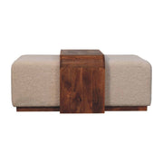 Boucle Upholstered Bench Duo with Wood Table