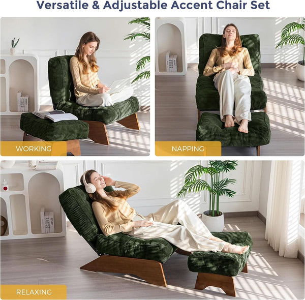 Corded Fabric Reclining Accent Chair Set (view 3) | Roost & Roam