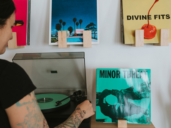Hardwood Tabletop Record Stand