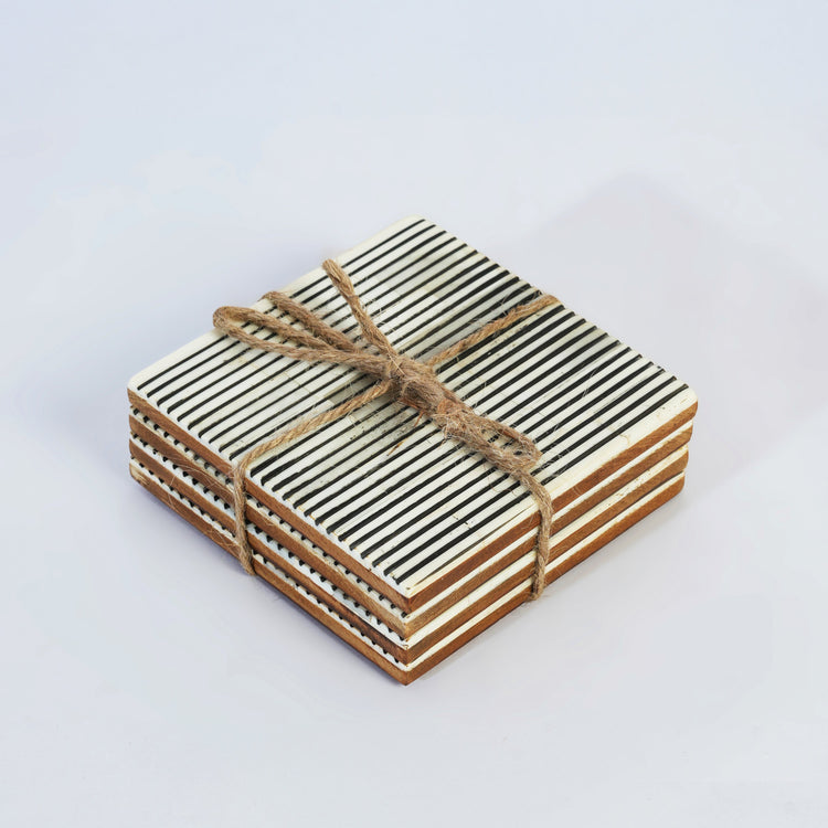 Pinstripe Inlay Resin Coaster Set