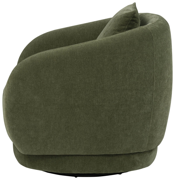Olive Chenille Barrel Swivel Accent Chair