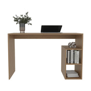Oak-Grain Wide Shelving Office Desk — packaging and unboxing view