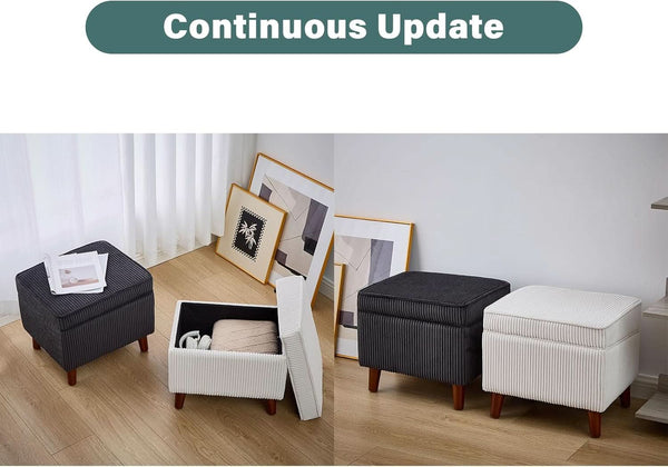 Wide-Rib Corduroy Storage Ottoman