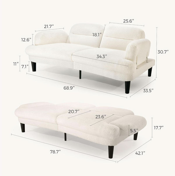 Sherpa Convertible Futon Sofa Bed