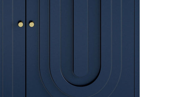 Blue Matte Lacquered 4-Door Sideboard Buffet