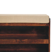 Mango Wood Linen-Top Shoe Storage Bench
