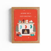 Illustrated Fireplace Holiday Card Set