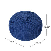 Knitted Cotton Round Pouf Ottoman