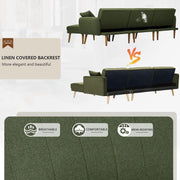 L-Shaped Linen Sleeper Sofa