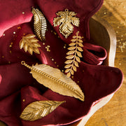 Brass Botanical Leaf Ornaments, Set of 6