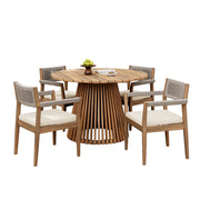 Acacia Wood Rope-Weave Outdoor Dining Set