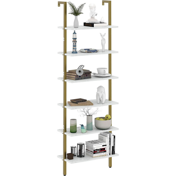 Marble-Print Six-Tier Ladder Bookcase – book case (view 2) | Roost & Roam