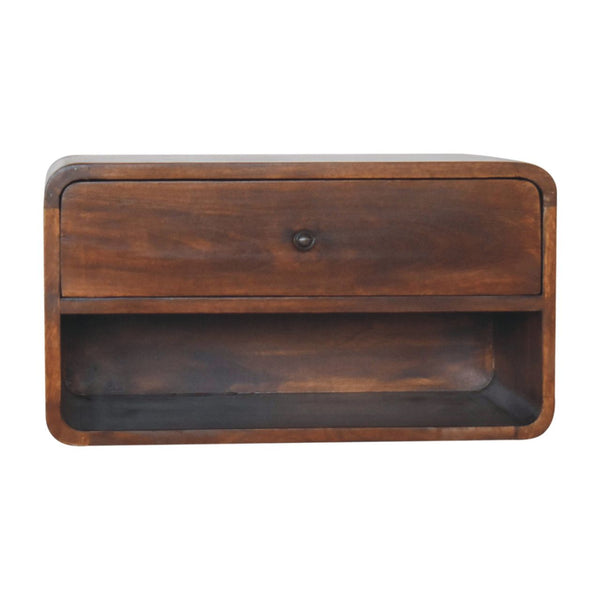 Curved Mango Wood Floating Nightstand