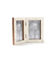 Chevron Bone Inlay Double Picture Frame