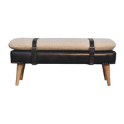 Bouclé Leather Upholstered Bench