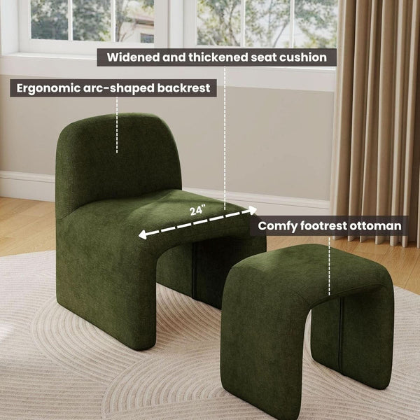 Chenille Arc Chair and Ottoman Set – ottoman (view 2) | Roost & Roam