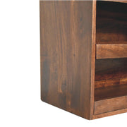 Mango Wood Linen-Top Shoe Storage Bench