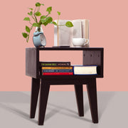 Open-Shelf Acacia Wood Nightstand
