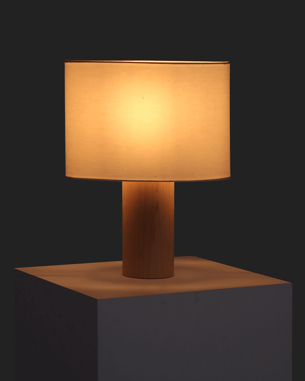 Poplar Cylinder Oval Shade Table Lamp — scale reference and proportion detail
