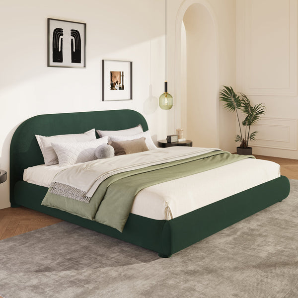 Curved Velvet Upholstered Bed Frame