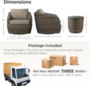 Outdoor Rattan Bistro Set With Comfortable Removable Cushions