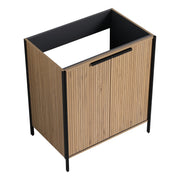 Fluted Wood-Grain Freestanding Bathroom Vanity