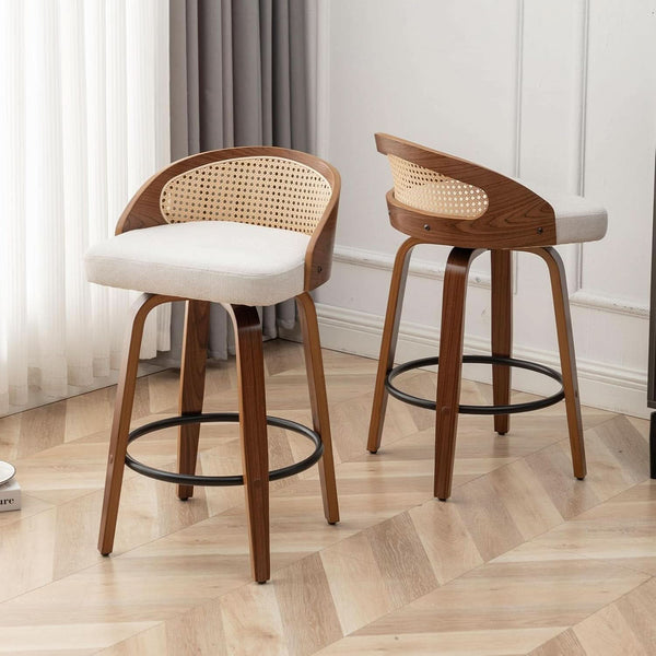 Rattan Swivel Counter Stool Set