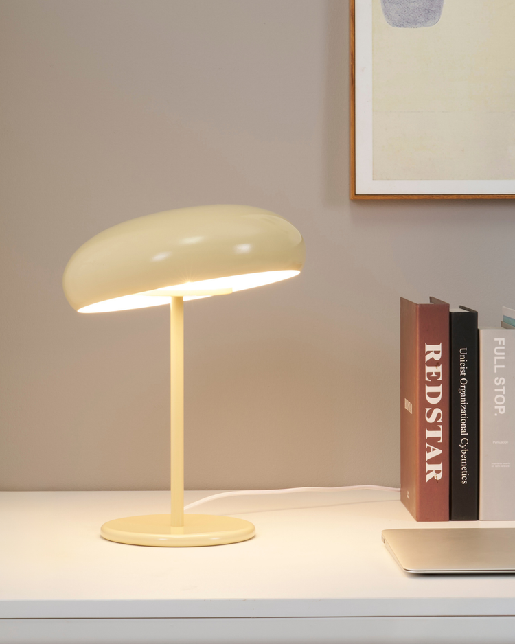 Dome Shade Cream Metal Table Lamp