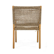 Acacia and Woven Wicker Outdoor Dining Set — alternate angle showing full form