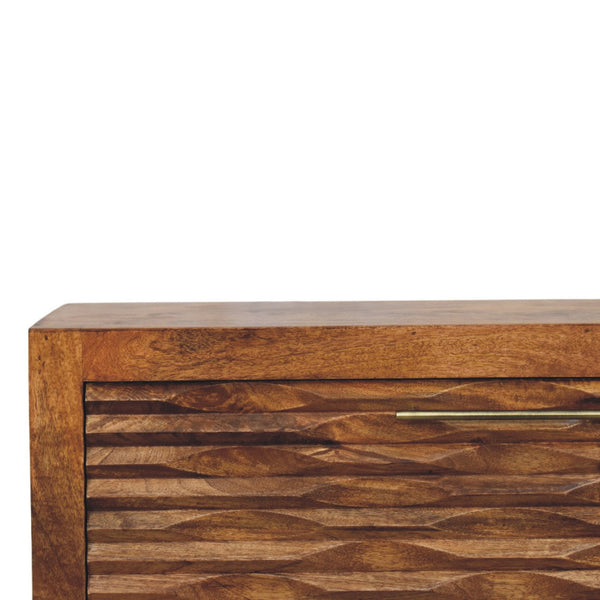 Wave-Carved Mango Wood Shoe Cabinet