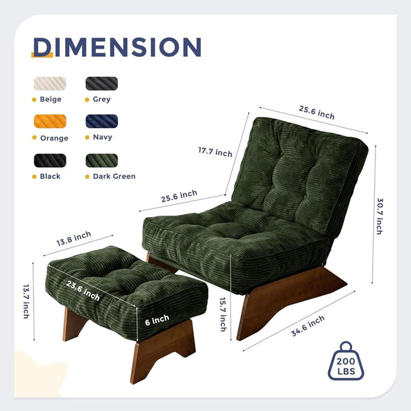 Corded Fabric Reclining Accent Chair Set (view 2) | Roost & Roam