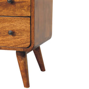 Curved Mango Wood Two-Drawer Nightstand