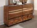 Smokey Walnut Six-Drawer Wood Dresser