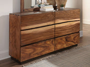 Smokey Walnut Six-Drawer Wood Dresser