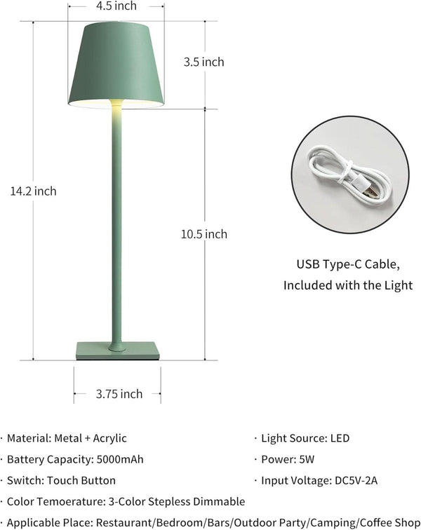 Cordless Dimmable LED Table Lamp Set