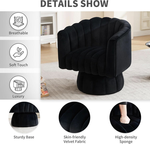 Channel-Tufted Velvet Swivel Armchair Set